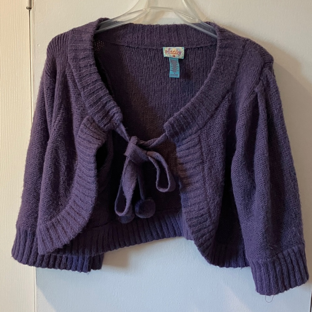 Plenty by Tracy Reese Deep Purple Tie-Front Cardigan